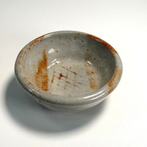 Studio Pottery Ceramic Bowl Small Trinket Dish Handmade Grey 4" Rustic‎ Signed